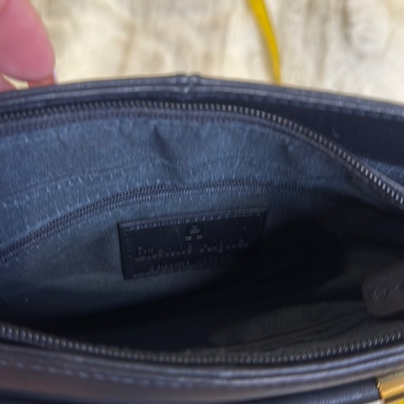 Etienne Aigner Leather Navy Blue Crossbody Bag with Gold Accents - Picture 7 of 7